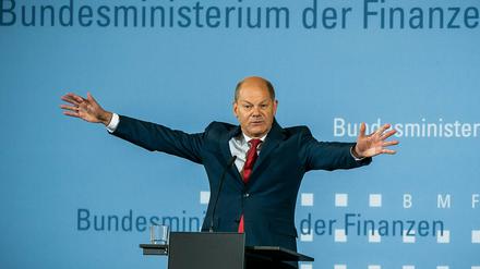 Olaf Scholz (SPD), hier bei derPressekonferenz zum Konjunkturprogramm im Rahmen der Corona-Hilfen.  