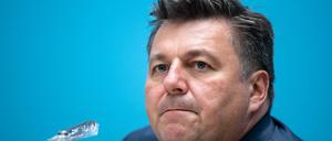 Andreas Geisel (SPD), Berlins Innensenator, bei der Pressekonferenz nach der Senatssitzung.