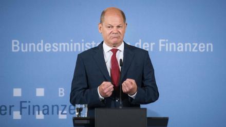 Finanzminister und Vizekanzler Olaf Scholz SPD bei einer Pressekonferenz zur Umsetzung des Konjunkturpakets.