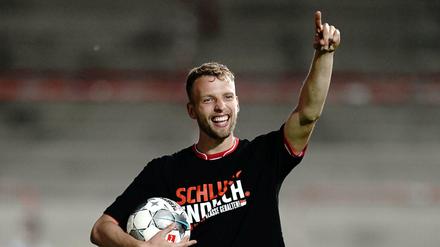 Wir bleiben oben. Unions Marvin Friedrich nach dem Sieg gegen Paderborn
