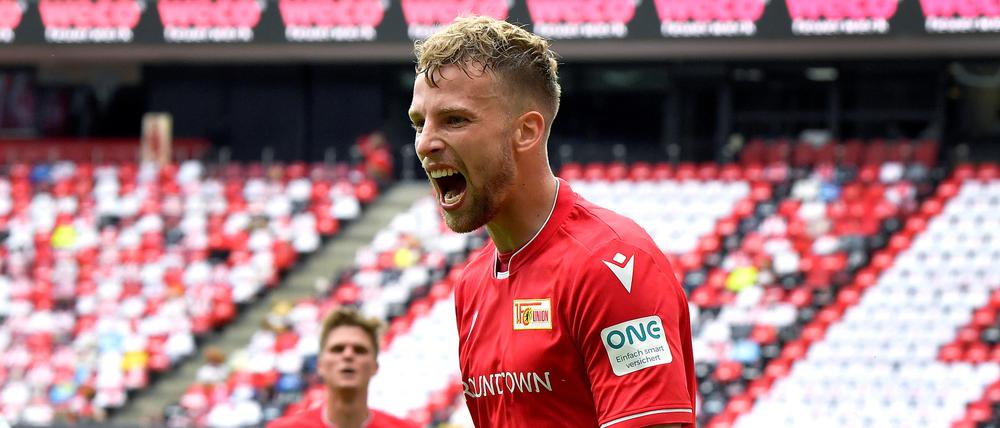 Kurz vor dem Ziel. Marvin Friedrich feiert sein Tor gegen Köln. Am Dienstag kann Union den Klassenerhalt perfekt machen.