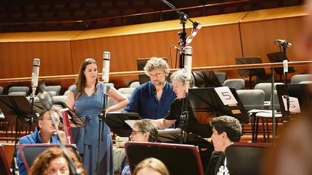 Federica Lombardi, Jonas Kaufmann und Antonio Pappano bei der CD-Aufnahme in Rom.