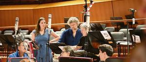 Federica Lombardi, Jonas Kaufmann und Antonio Pappano bei der CD-Aufnahme in Rom.