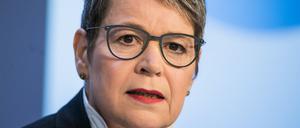 Simone Menne bei einer Pressekonferenz des Pharmakonzerns Boehringer Ingelheim. 