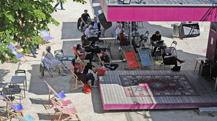 Public Viewing im Lendhafen beim Bachmann-Wettbewerb 2020