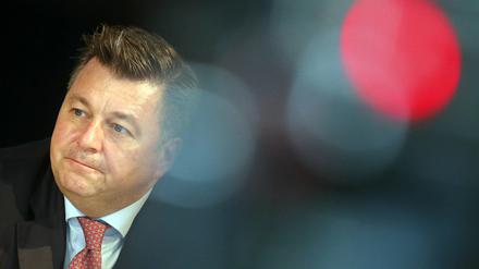 Andreas Geisel (SPD), Berliner Innensenator, auf der Pressekonferenz am Montag.