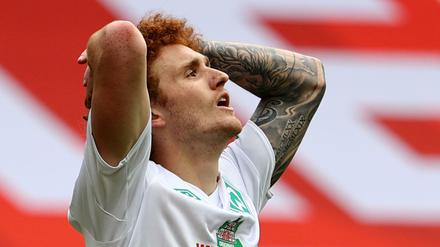 Gibt's doch gar nicht. Der Bremer Josh Sargent beim 1:3 in Mainz.. 