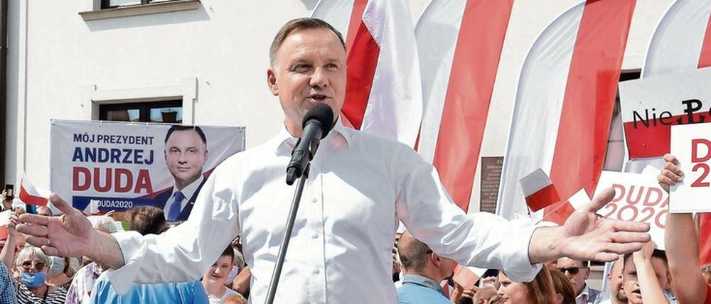 Endspurt. Präsident Andrzej Duda hat zu Hause einen intensiven Wahlkampf geführt. Jetzt soll ihm eine Stippvisite in Washington helfen.