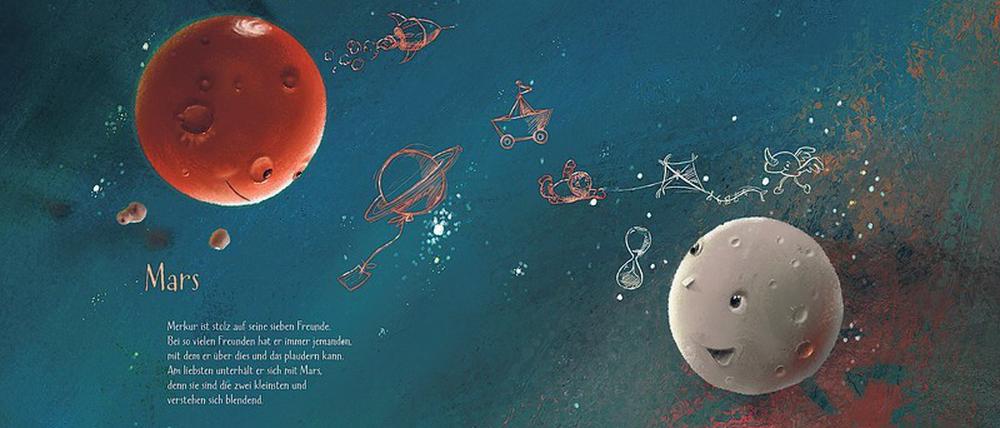Die Kleinen. Merkur unterhält sich am liebsten mit Mars, denn der ist nicht viel größer als er.