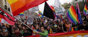 Kinder würden gezwungen, sich an die Regenbogen-Flagge „zu gewöhnen“, heißt es. Aufmärsche wie in Sankt Petersburg 2014 sind allerdings kaum noch möglich.