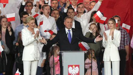 Präsident Andrzej Duda mit Ehefrau Agata Kornhauser-Duda (links) und Tochter Kinga. 