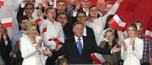 Präsident Andrzej Duda mit Ehefrau Agata Kornhauser-Duda (links) und Tochter Kinga.