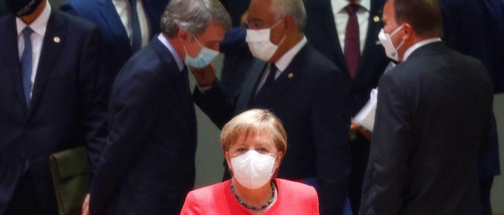 Die deutsche Bundeskanzlerin Angela Merkel (CDU) beim EU-Sondergipfel in Brüssel.