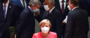 Die deutsche Bundeskanzlerin Angela Merkel (CDU) beim EU-Sondergipfel in Brüssel.
