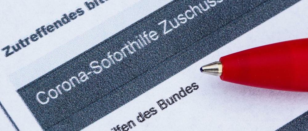 Ein Formular für Soforthilfen des Bundes. Bobby K. erfand Firmen, für die er Zuschüsse beantragte.