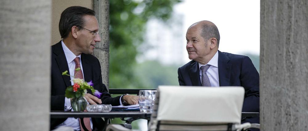 Durch Wirecard unter Druck: Bundesfinanzminister Olaf Scholz (rechts) und sein Staatssekretär Jörg Kukies. 