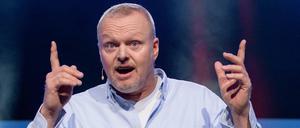 Entertainer Stefan Raab spricht 2017 bei der Eröffnung vom Unternehmensgründer- und Investorentreffen Bits & Pretzels.