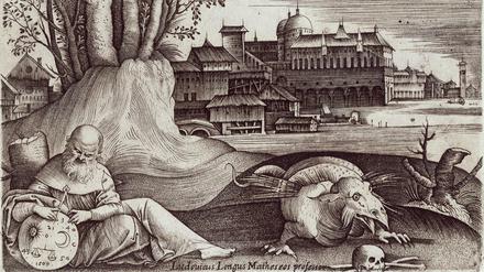 Der Astrologe. Kupferstich von Giulio Campagnola.