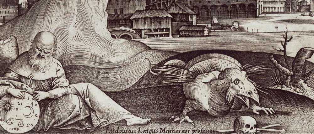 Der Astrologe. Kupferstich von Giulio Campagnola.