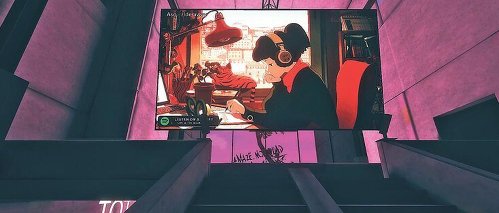 Im Labyrinth. Blick in den „A Maze Space“, bei dem Besucher virtuell durch ein Veranstaltungshaus laufen und neue Spiele ausprobieren können zum Beispiel. Illustration: A Maze