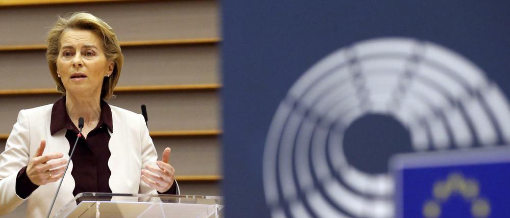 EU-Kommissionschefin Ursula von der Leyen am Donnerstag im Europaparlament.