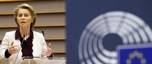 EU-Kommissionschefin Ursula von der Leyen am Donnerstag im Europaparlament.