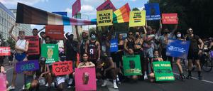Black Lives Matter-Solidarität auf dem Alternativen CSD im Juni 2020 in Berlin.
