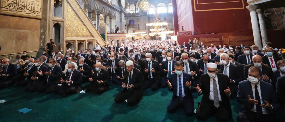 Recep Tayyip Erdogan nahm an den Freitagsgebeten in der Hagia Sophia teil.