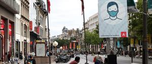 Generelle Maskenpflicht: eine Straße in Antwerpen.