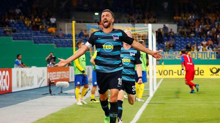 So war das vor zwei Jahren: Herthas Ibisevic jubelt nach seinem Treffer.
