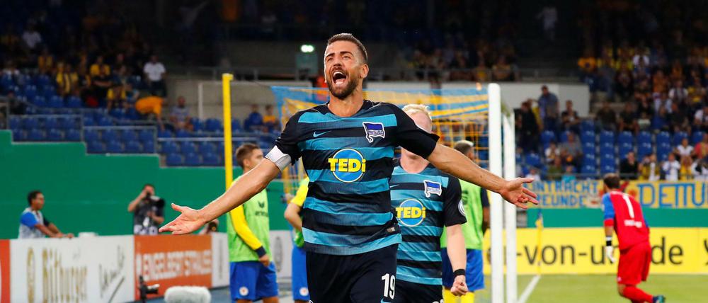 So war das vor zwei Jahren: Herthas Ibisevic jubelt nach seinem Treffer.