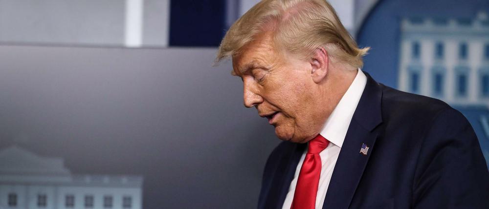 Donald Trump nach dem abrupten Ende der Pressekonferenz.