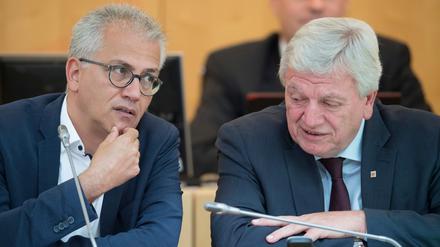 Schwarz-Grün in Hessen: Wirtschaftsminister Tarek Al-Wazir (Grüne) und Ministerpräsident Volker Bouffier (CDU)