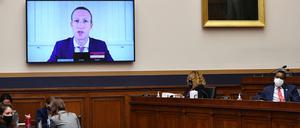 Die Chefs der Tech-Konzerne Amazon, Apple, Google und Facebook bei der Kongressanhörung in Washington.