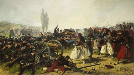 Krieg ist Kampf. Theodor von Götz malte „Das Königlich Sächsische Jägerbataillon Nr. 13 in der Schlacht bei Sedan am 1. September 1870“ wenige Jahre danach.