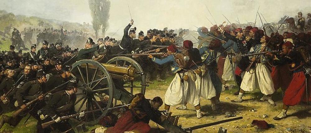 Krieg ist Kampf. Theodor von Götz malte „Das Königlich Sächsische Jägerbataillon Nr. 13 in der Schlacht bei Sedan am 1. September 1870“ wenige Jahre danach.