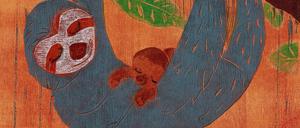 Kopfüber. Dem Dreifingerfaultier macht es nichts aus, den Tag im Baum zu verbringen. Illustration: Henriette Borendans