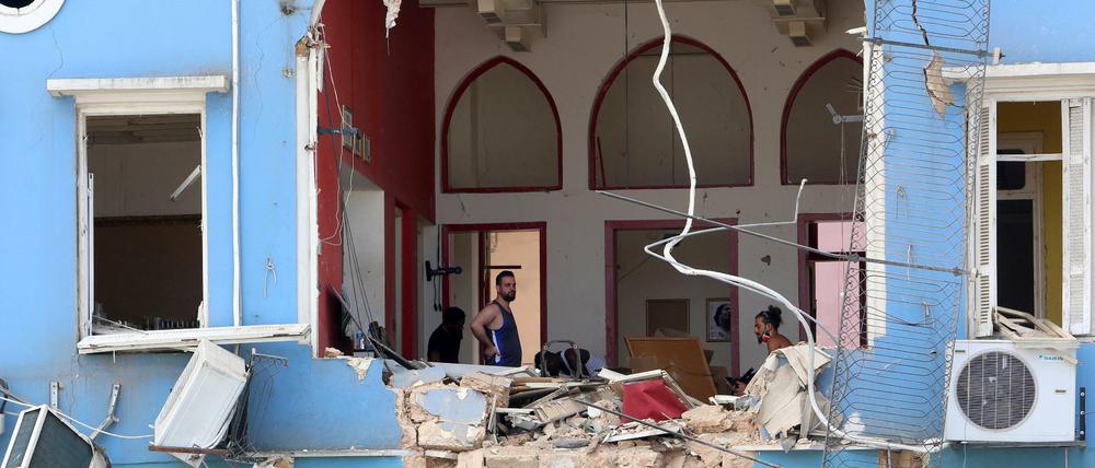 Ein durch die Explosion in Beirut zerstörtes Haus.