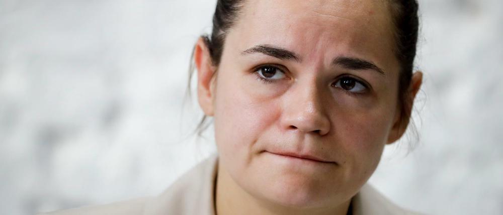 Swetlana Tichanowskaja, Kandidatin bei der Präsidentenwahl in Belarus, hat sich in Sicherheit gebracht.