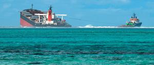 Der vor Mauritius havarierte Frachter „Wakashio“ .