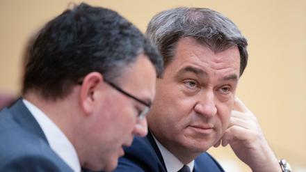 Markus Söder (CSU), Ministerpräsident von Bayern bei einer Plenarsitzung im bayerischen Landtag.