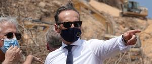 Außenminister Heiko Maas am Ort der Explosion im Hafen von Beirut. 