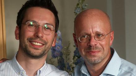 Der Ex-Fraktionsvorsitzende der Brandenburger AfD, Andreas Kalbitz, und sein Nachfolger im Amt, Dennis Hohloch.
