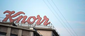 Schriftzug des Lebensmittelherstellers „Knorr“ auf einem Gebäude in Heilbronn