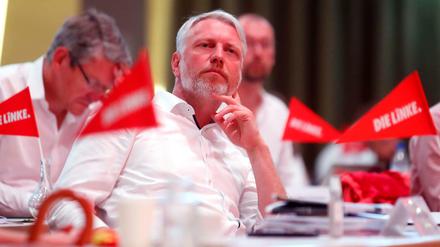 Stadtentwicklungssenator Sebastian Scheel auf dem Berliner Landesparteitag der Linken: „Kämpfen um Freiräume“.