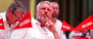 Stadtentwicklungssenator Sebastian Scheel auf dem Berliner Landesparteitag der Linken: „Kämpfen um Freiräume“.