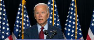 Joe Biden, demokratischer Präsidentschaftskandidat, spricht während einer Pressekonferenz im Hotel DuPont. 