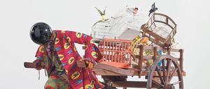 Lasst die Vögel frei. Eine Reaktion auf Mozarts „Zauberflöte“ von Yinka Shonibare CBE: „The Bird Catcher’s Dilemma“, 2019–2020, zu sehen in der Salzburger Jubiläumsausstellung.