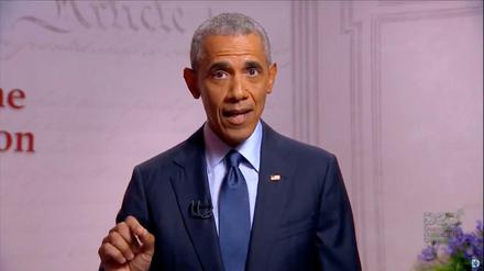 Der frühere US-Präsident Barack Obama bei seine per Video eingespielten Rede 
