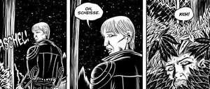 Tiefes Schwarz: Eine Seite aus „Gevatter“.